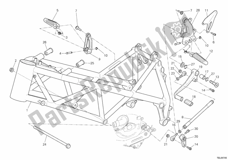 Tutte le parti per il Telaio del Ducati Streetfighter S USA 1100 2011